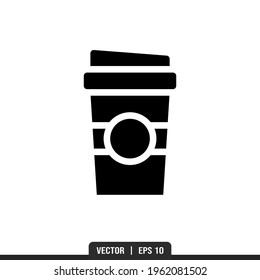 Coffee Cup Silhouette icono vector, ilustración plantilla de logotipo en estilo de moda. Idóneo para muchos fines.