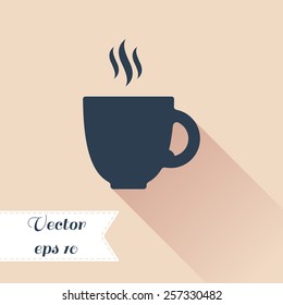 Coffee cup silhouette icon. Vector illustration. Flat design
