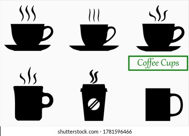 Kaffee-Cup-Silhouette-Symbole, Vektorbild-Set