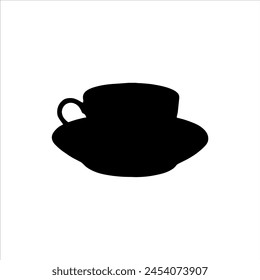 Coffee cup silhouette isolated on white background. Coffee cup icon vector illustration.