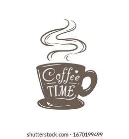 Etiqueta de silueta de taza de café.Ilustración vectorial