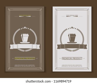 Coffee Cup Silhouette. Coffee Shop Logo, Card And Menu Design Vector Brochure Template. Vector Business Card Design Template With Typographical