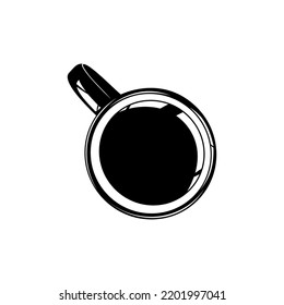 Coffee Cup Silhouette. Top View.  Coffee Cup Illustration for Logo or Graphic Design Element. Vector Illustration