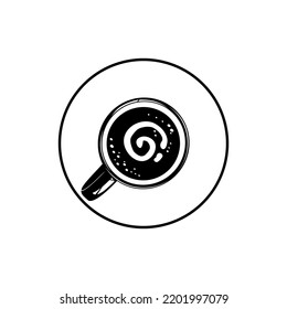 Silhouette de la Copa del Café. Vista superior.  Ilustración de la Copa del Café para elementos de logotipo o diseño gráfico. Ilustración vectorial