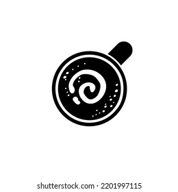 Coffee Cup Silhouette. Top View.  Coffee Cup Illustration for Logo or Graphic Design Element. Vector Illustration