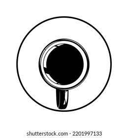 Silhouette de la Copa del Café. Vista superior.  Ilustración de la Copa del Café para elementos de logotipo o diseño gráfico. Ilustración vectorial