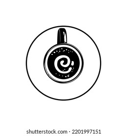 Silhouette de la Copa del Café. Vista superior.  Ilustración de la Copa del Café para elementos de logotipo o diseño gráfico. Ilustración vectorial