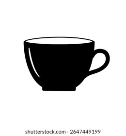 Coffee Cup Silhouette Vector - Hot Beverage Icon for Cafe, Espresso Bar, and Morning Drink Concepts