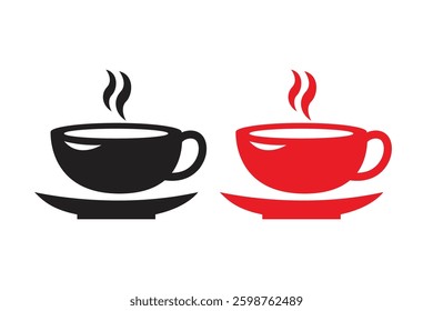 Coffee cup silhouettes with white background and color vector