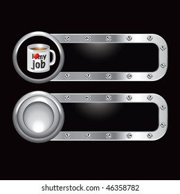 coffee cup silver metal banners