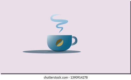 Coffee cup simple icon. Coffe icon, Blue Color - Vector