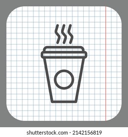 Coffee cup simple icon vector. Flat desing. On graph paper. Grey background.ai