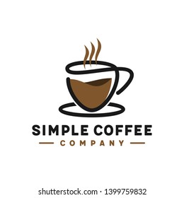 Coffee with cup simple logo design