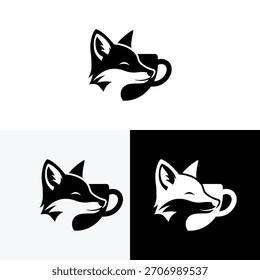 Taza de café Diseño de logotipo de Fox simple y mínimo