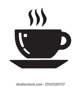 Coffee cup simple silhouette icon vector illustration. Coffee cup, tea cup symbol vector design.