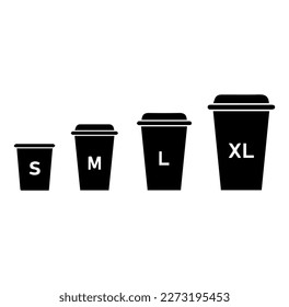coffee cup size icon vector isolated on background