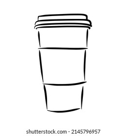 coffee cup sketch in vintage black line illustration style for restaurant cafe menu