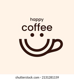 Coffee Cup Smile Logo Design. Vector Eps 10