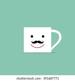 Coffee cup with  smiley face. Good mood and vivacity for active day