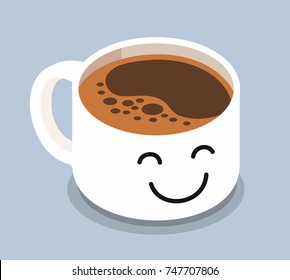 Coffee cup with smiley face. Vector illustaration