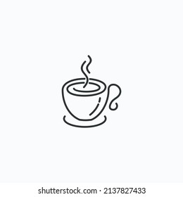 Coffee Cup Smoke, Cafe Bar simple line icon logo design inspiration
