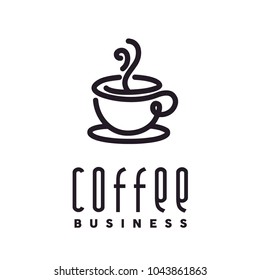 Coffee Cup Smoke for Cafe Label Emblem Sticker logo design