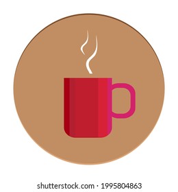 Coffee con humo flotando. Ilustración vectorial plana