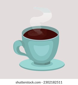 Coffee cup with smoke float up. Cup of Fresh Coffee. Vector Illustration.