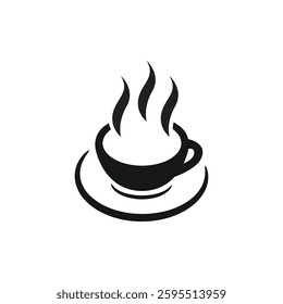 Coffee cup with smoke float up, coffee cup icon template vector, line sign symbol
