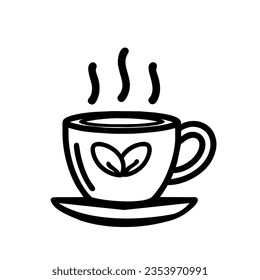 Coffee cup and smoke icon.side view of coffee beans.vector illustration isolated on white background.