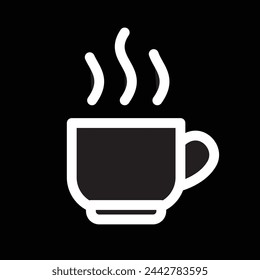 coffee cup with smoke, simple linear, vector illustration 