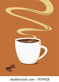 coffee cup and smoke, vector