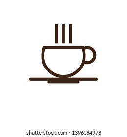 Coffee cup with smoke. Vector Illustration icon. Flat Style. Design for Cafeteria Posters and Banners Cards