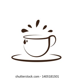 Coffee cup with smoke. Vector Illustration icon. Flat Style. Design for Cafeteria Posters and Banners Cards