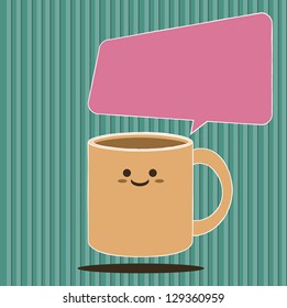 coffee cup with speech bubble cartoon
