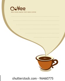 Coffee cup with speech bubble paper note, vector illustration