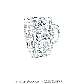 Coffee cup spelled by coffee word