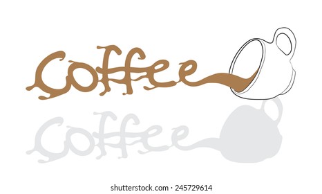 Coffee cup with coffee spilled cute vector