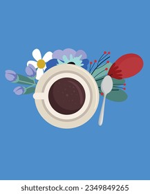  Coffee Cup and Spoon with Flowers