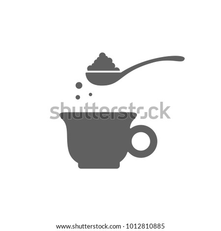 Coffee cup with spoon icon in trendy flat style isolated on white background. Symbol for your web site design, logo, app, UI. Vector illustration, EPS
