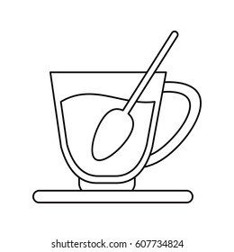 coffee cup spoon plate outline