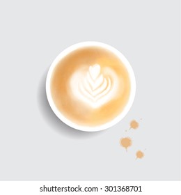 coffee cup and coffee spots isolated on white background