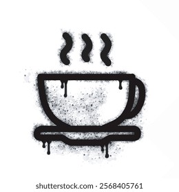 Coffee cup spray icon isolated on white background. Coffee cup spray graffiti icon in black on white background. Vector illustration.