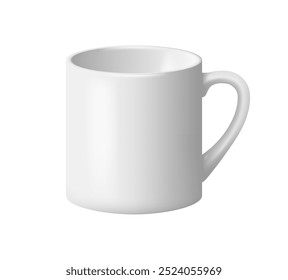 Coffee cup of squared shape, isolated pot with handle for drinking warm beverage. Vector realistic mug for tea or water, minimalist mockup beverageware for restaurant or cafe shops