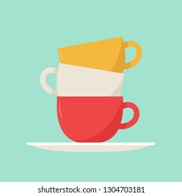 Coffee cup stack vector.  