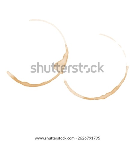 Coffee cup stain, brown trace of mug, design element isolated on white. eps10
