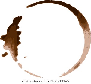 Coffee cup stain ring forming a circle on white background, perfect for representing the concept of coffee break, breakfast, or morning routine - Powered by Shutterstock - Get 15% off with code: PIKWIZARD15