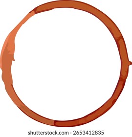 Anel de mancha de xícara de café formando um círculo perfeito sobre fundo branco, ideal para conceitos relacionados a bebidas, café da manhã ou rotinas matinais