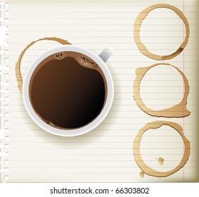 coffee cup and coffee stains