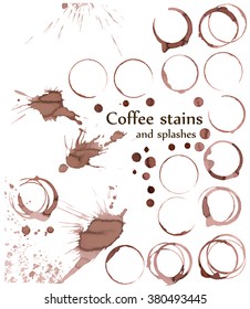 Coffee cup stains isolated on white, vector